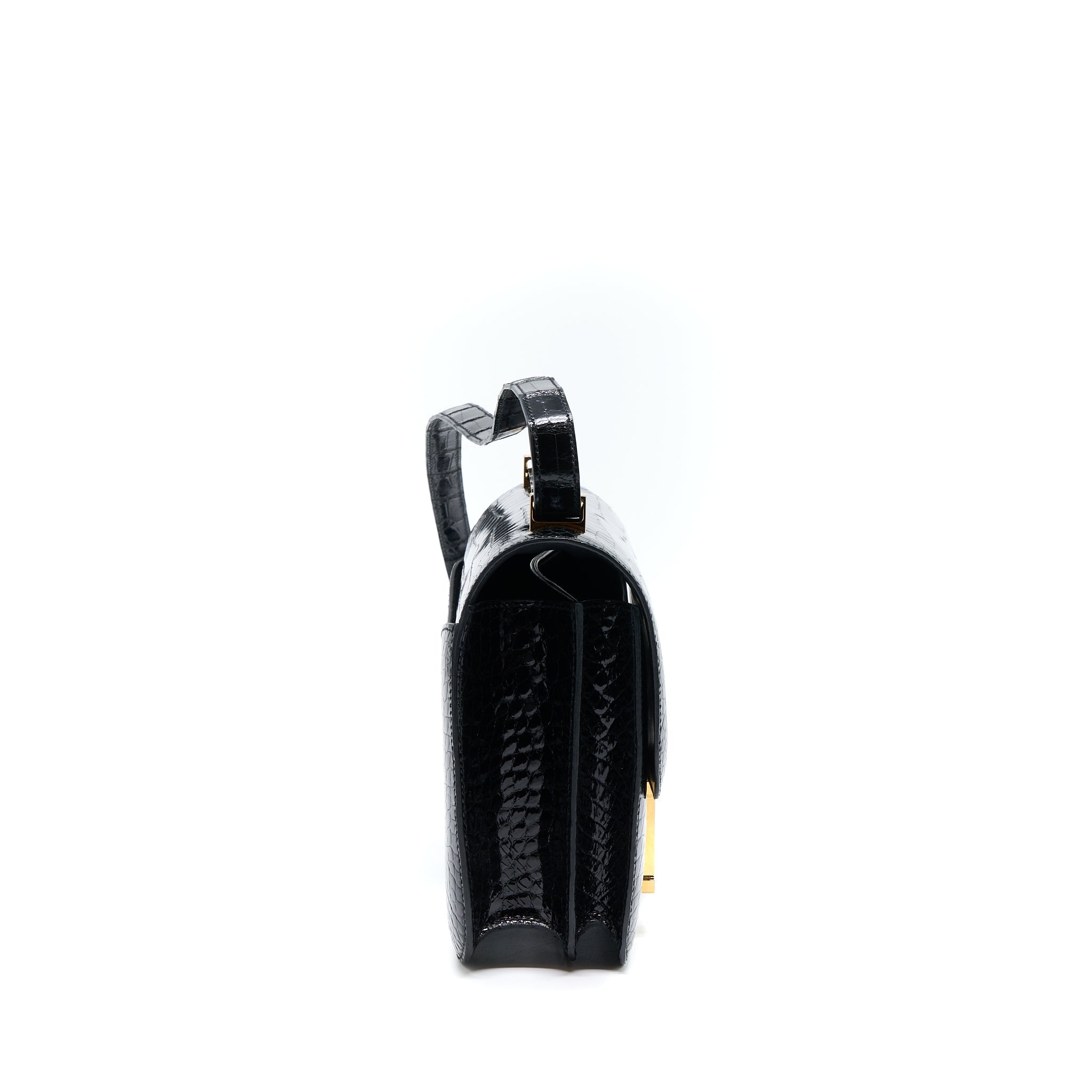 HERMES CONSTANCE 24 SHINY ALLIGATOR LEATHER BLACK GHW