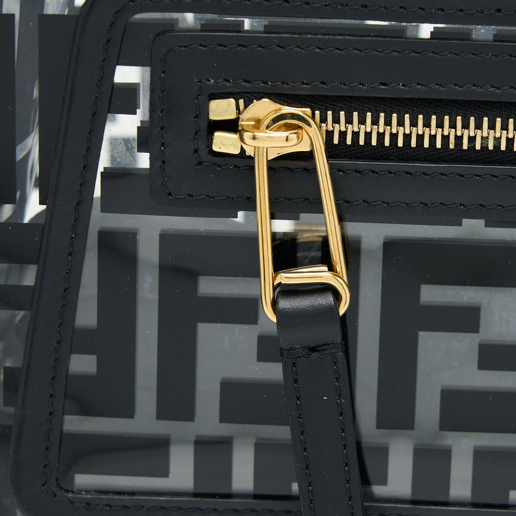 FENDI TRANSPARENT SMALL RUNAWAY TOTE PVC/LEATHER BLACK GHW