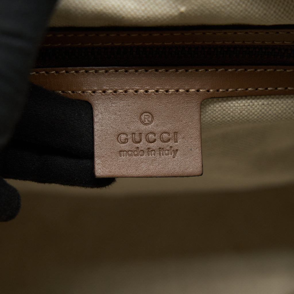 GUCCI GG DENIM BOSTON BAG WITH CROSS BODY STRAP