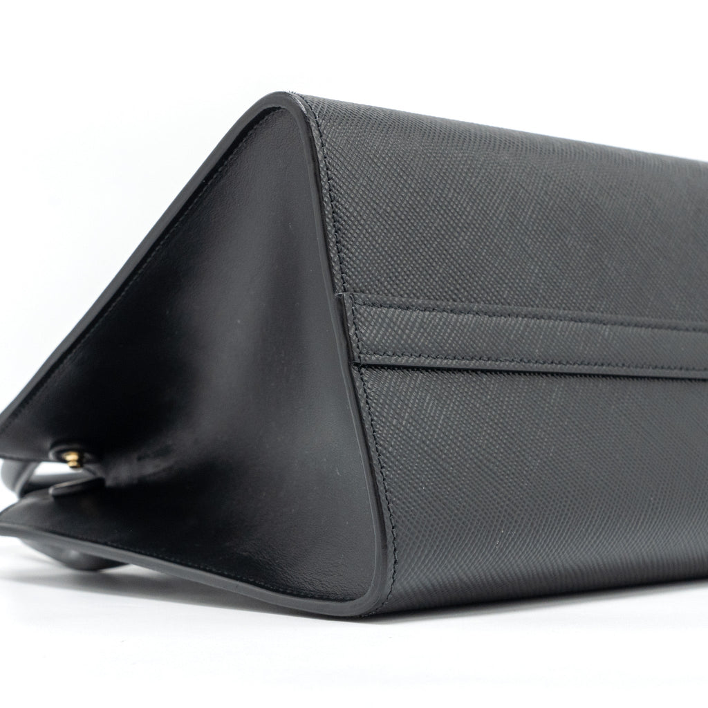 PRADA SMALL MONOCHROME TOTE BAG SAFFIANO CALFSKIN BLACK GHW