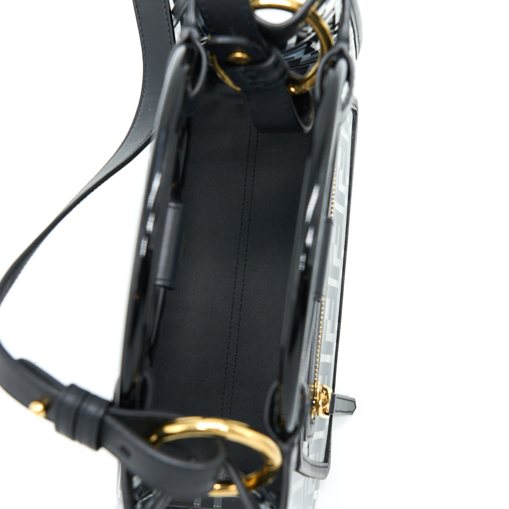 FENDI TRANSPARENT SMALL RUNAWAY TOTE PVC/LEATHER BLACK GHW