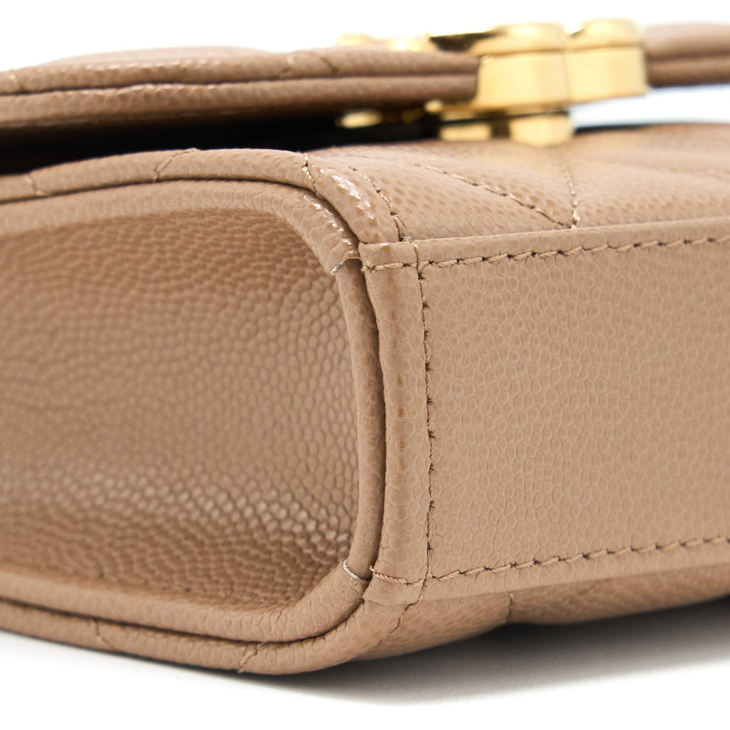CHANEL MINI FLAP BAG CAVIAR BEIGE GHW (MICROCHIP)