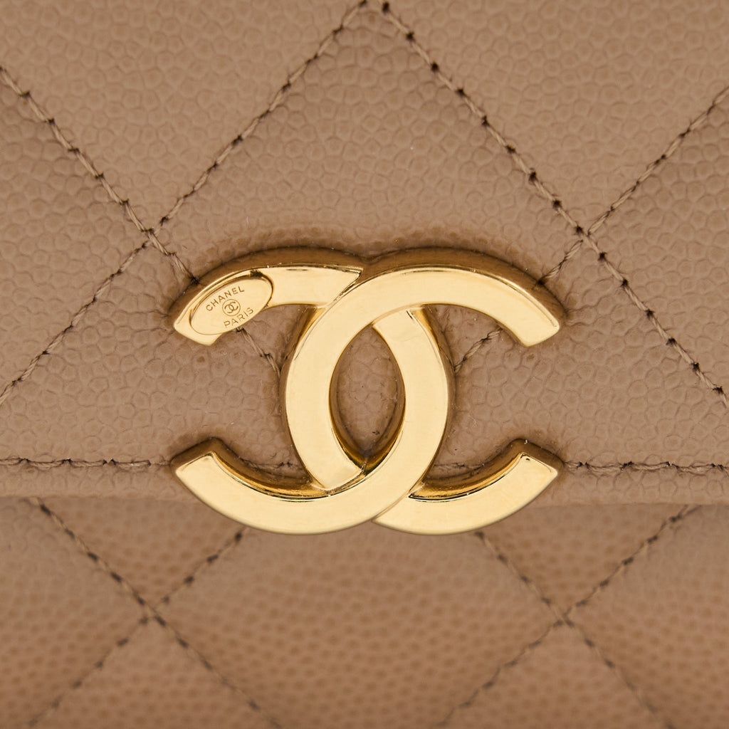 CHANEL MINI FLAP BAG CAVIAR BEIGE GHW (MICROCHIP)
