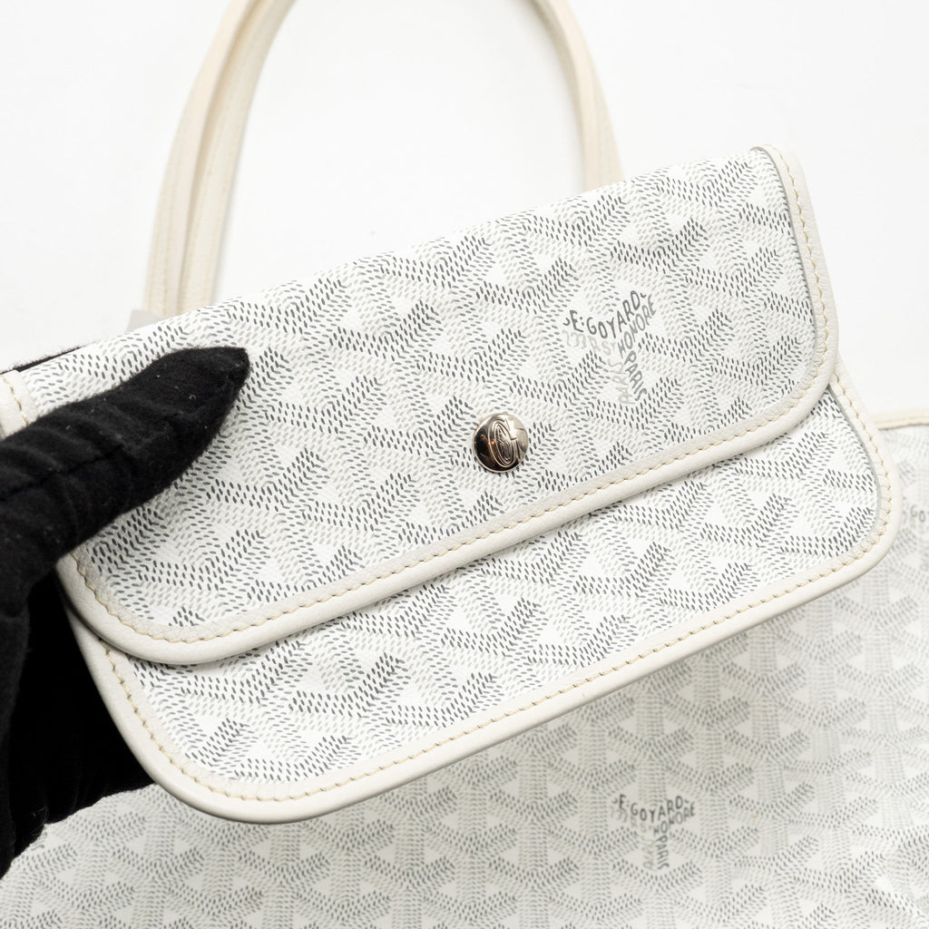 GOYARD SAINT LOUIS PM TOTE LIMITED EDITION GOYARDINE CANVAS/CALFSKIN WHITE/BLUE/YELLOW SHW