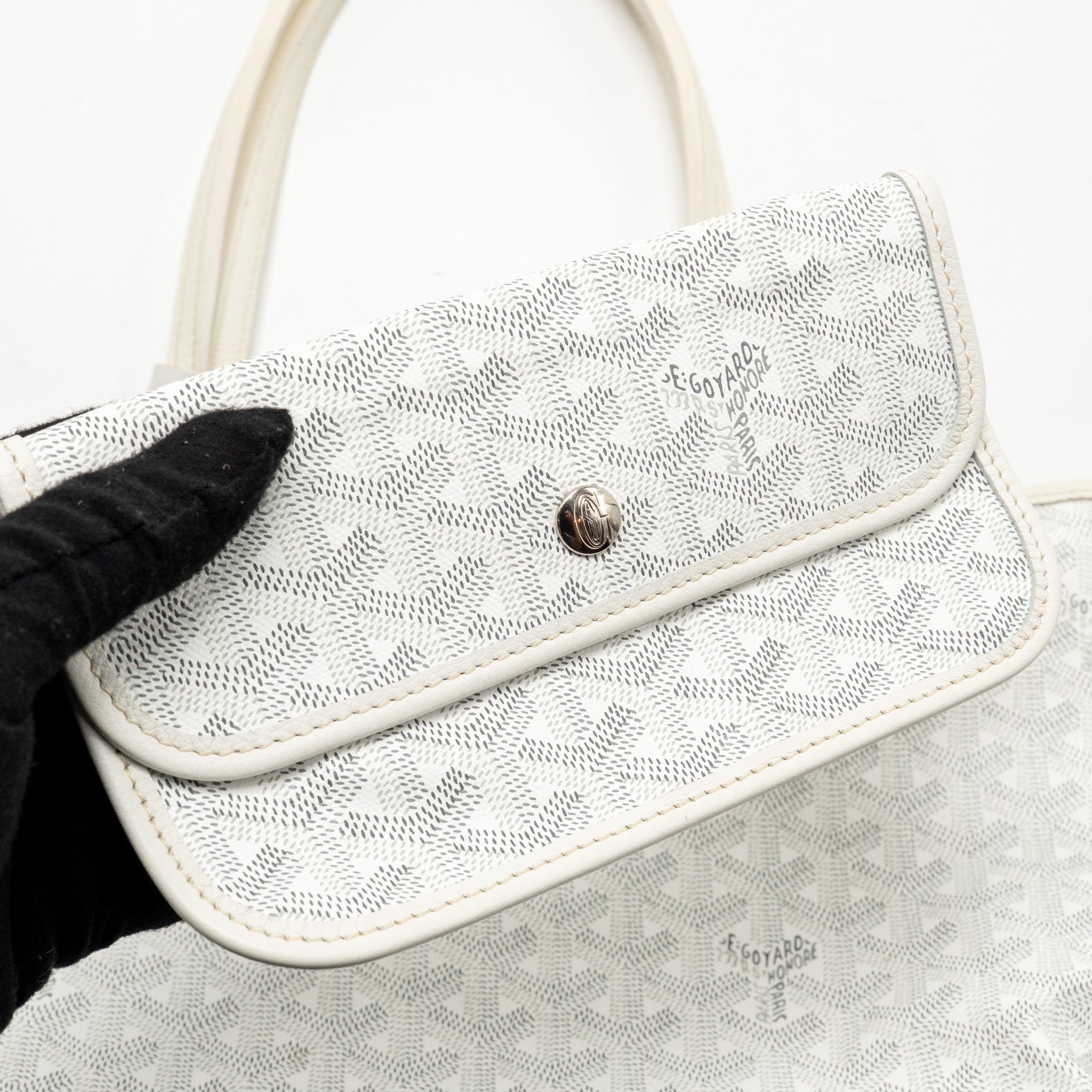 GOYARD SAINT LOUIS PM TOTE LIMITED EDITION GOYARDINE CANVAS/CALFSKIN WHITE/BLUE/YELLOW SHW