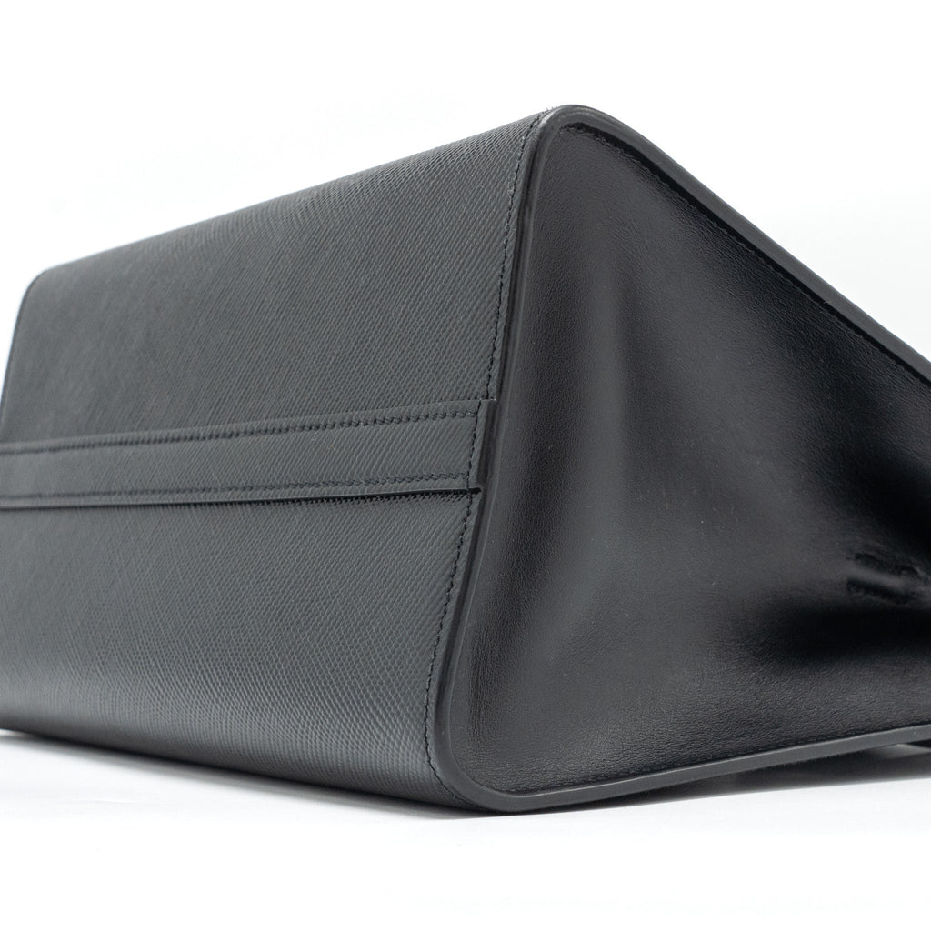 PRADA SMALL MONOCHROME TOTE BAG SAFFIANO CALFSKIN BLACK GHW