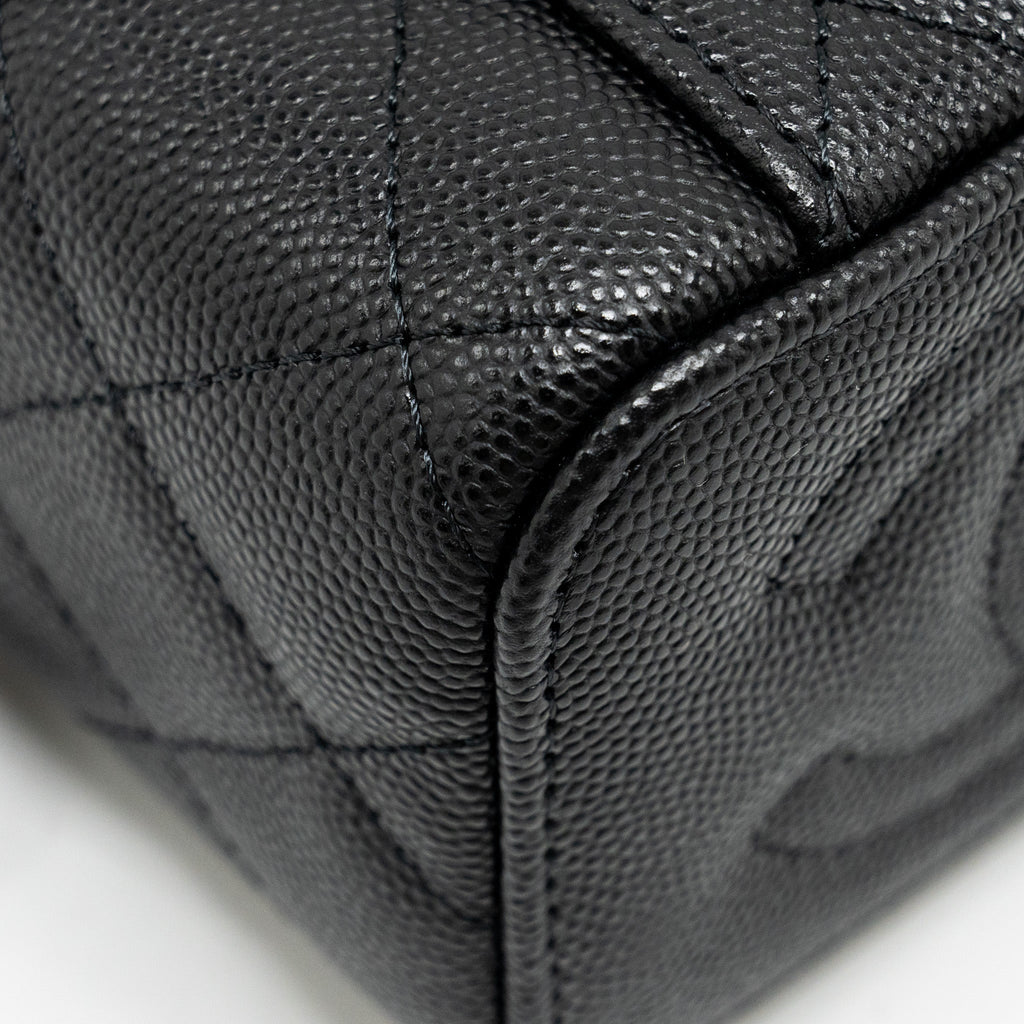 CHANEL MINI VANITY WITH CHAIN CAVIAR BLACK LGHW (MICROCHIP)