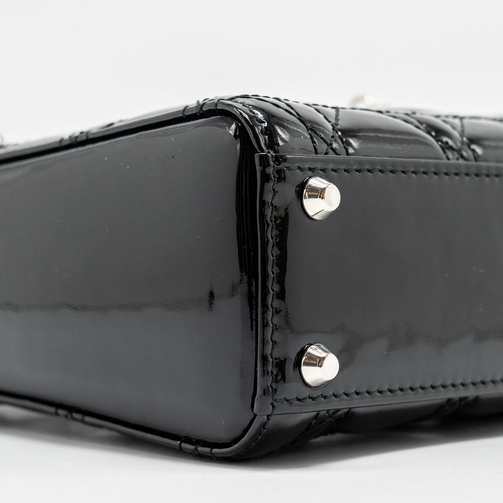 DIOR MINI LADY DIOR PATENT BLACK SHW