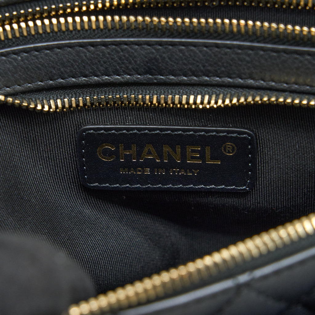 CHANEL QUILTED WAIST BAG CALFSKIN BLACK LGHW