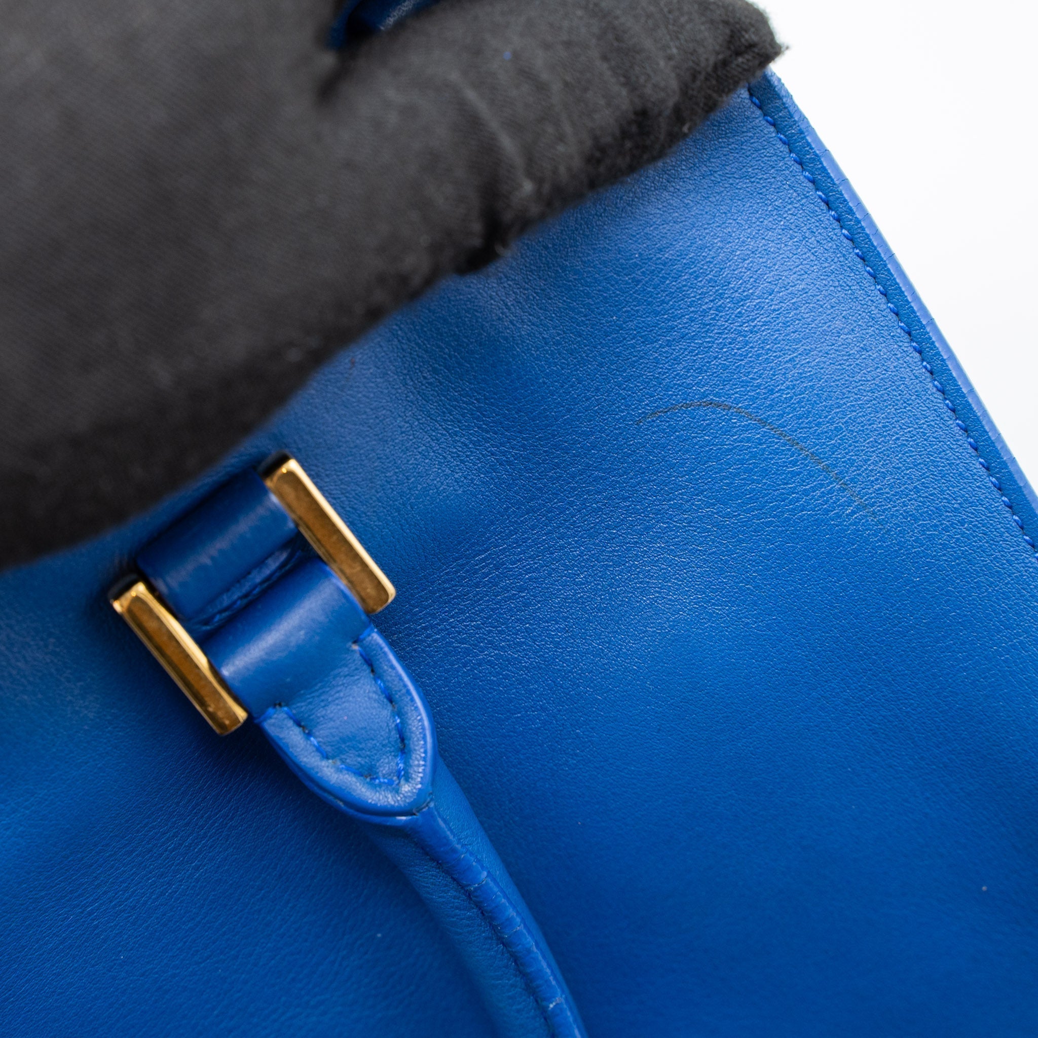 SAINT LAURENT CABAS TOTE BAG CALFSKIN BLUE GHW