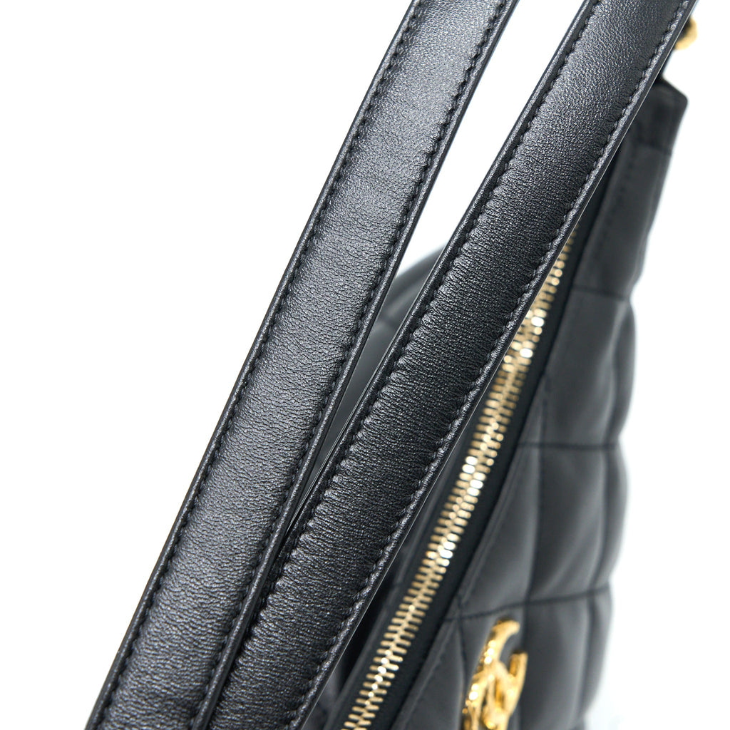 CHANEL 22B HOBO BAG LAMBSKIN BLACK GHW (MICROCHIP)