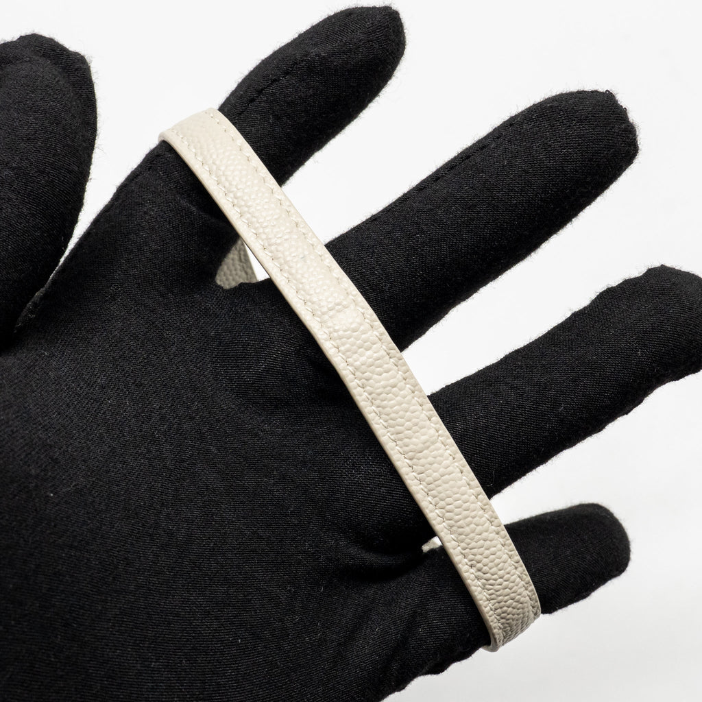 SAINT LAURENT ENVELOPE FLAP POUCH GRAINED CALFSKIN BLANC VINTAGE GHW