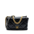 CHANEL MAXI 19 BAG GOATSKIN BLACK MULTICOLOUR HARDWARE