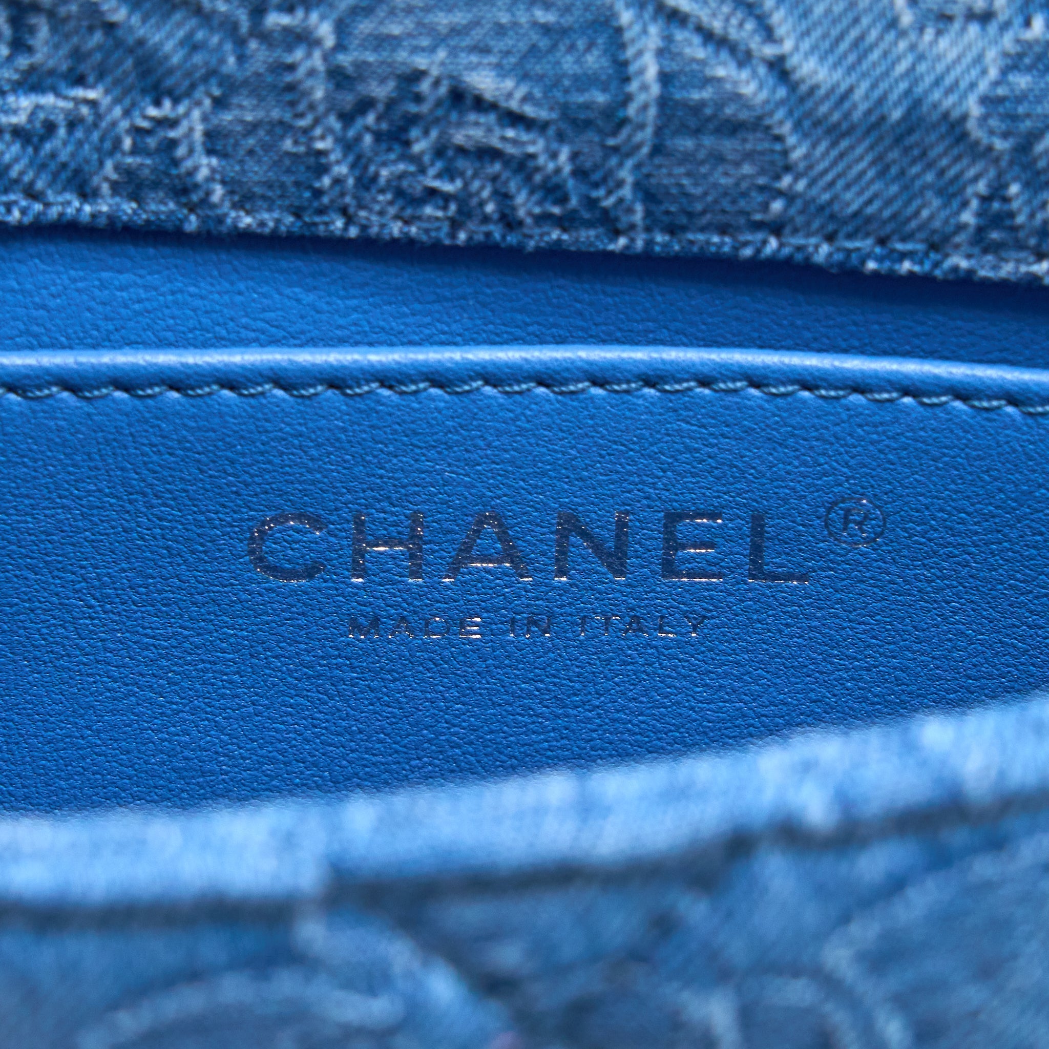 CHANEL COCO LOVE FLAP BAG CAMELLIA DENIM BLUE SHW (MICROCHIP)