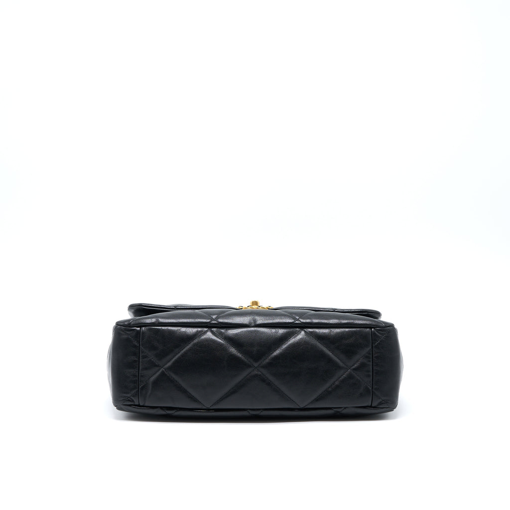 CHANEL MAXI 19 BAG GOATSKIN BLACK MULTICOLOUR HARDWARE