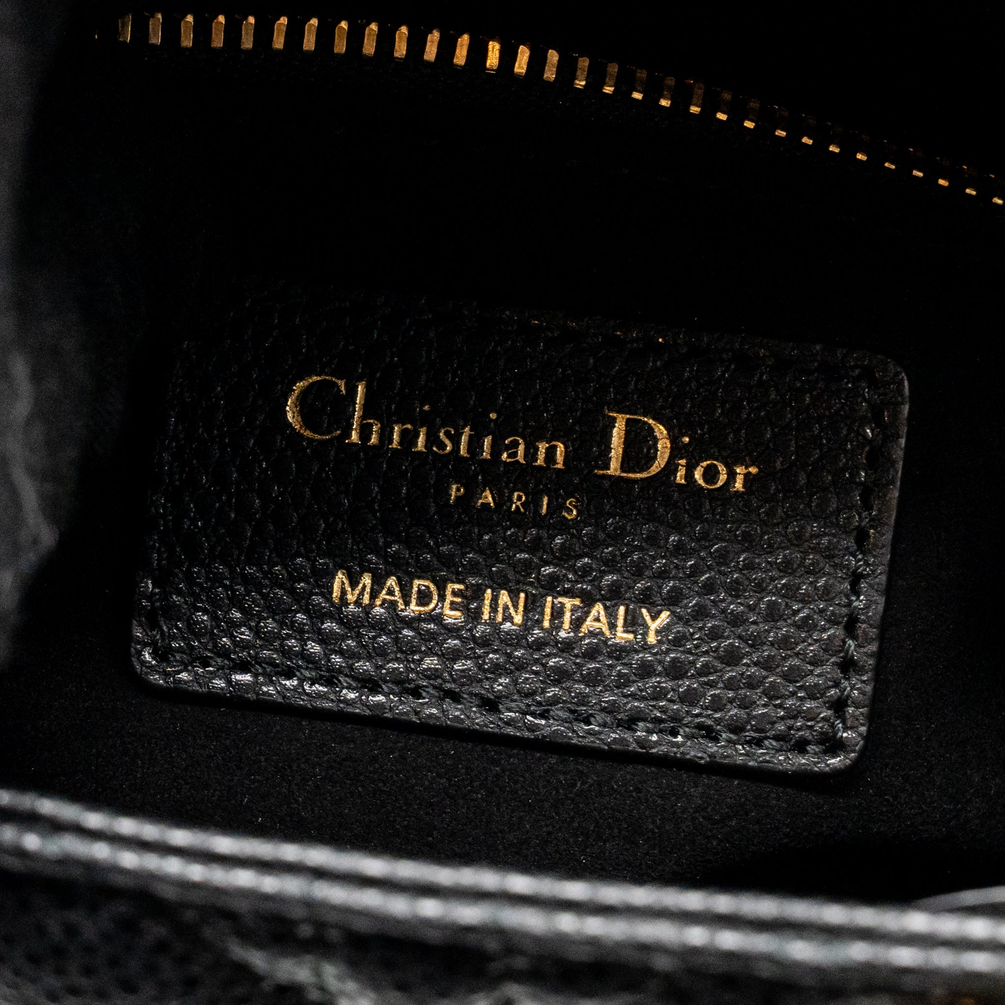 DIOR SMALL LADY DIOR BAG GRAINED CANNAGE CALFSKIN BLACK LGHW
