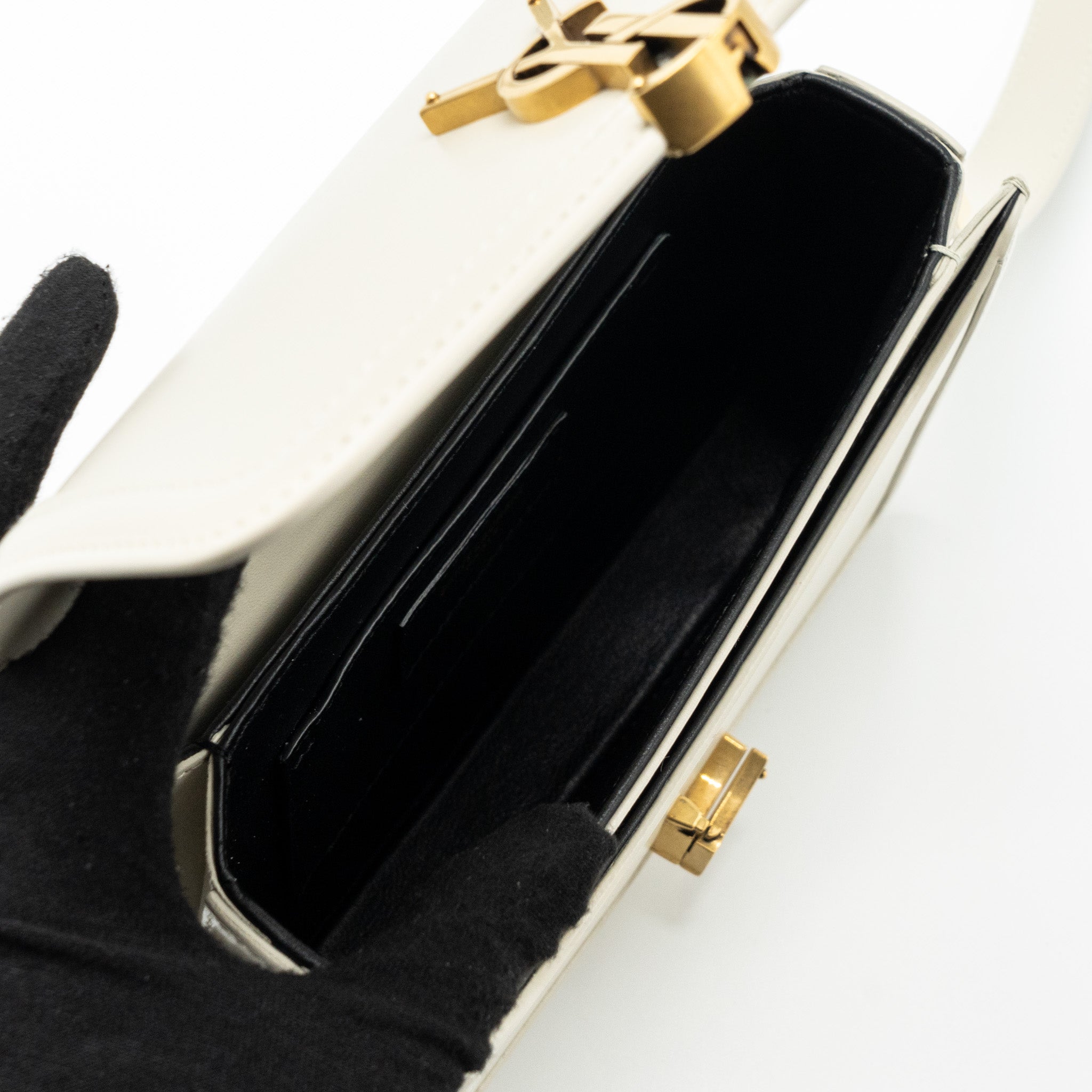 SAINT LAURENT SMALL SOLFERINO SATCHEL CROSSBODY BAG WHITE GHW