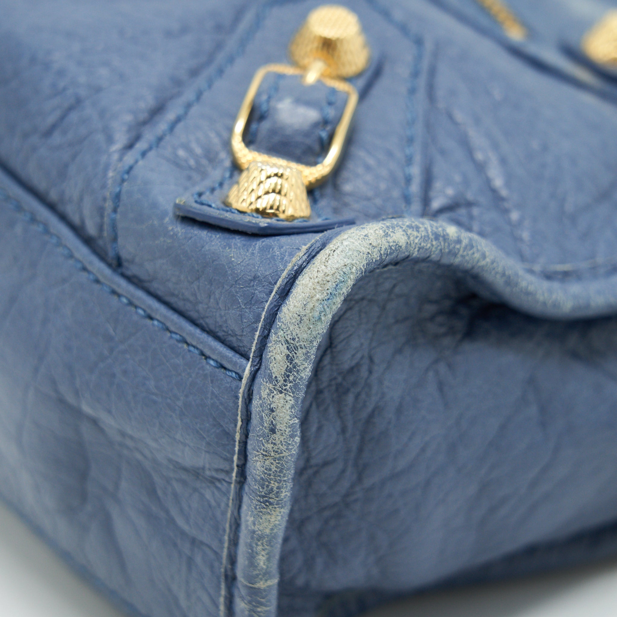 BALENCIAGA MINI CITY CROSSBODY BAG BLUE GHW