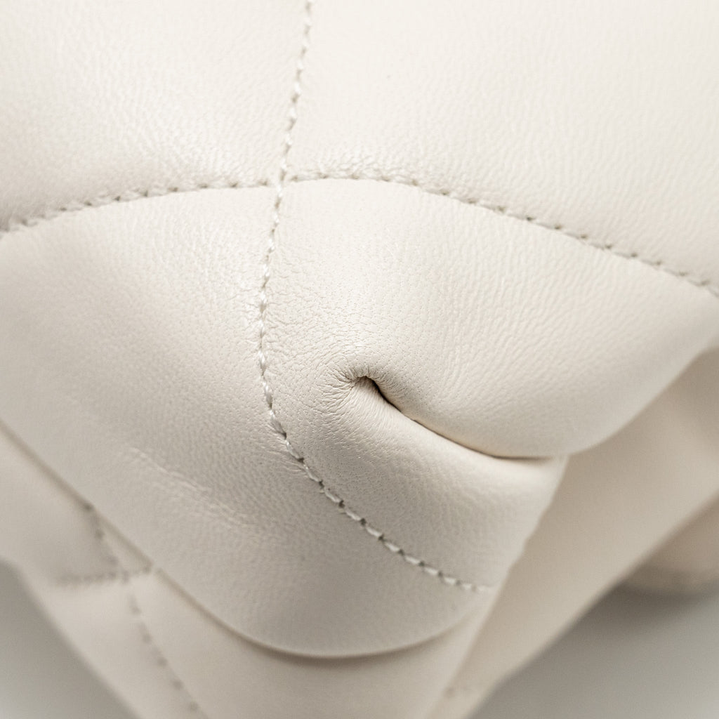 CHANEL 22B CHAIN CUSHION FLAP BAG LAMBSKIN WHITE GHW (MICROCHIP)