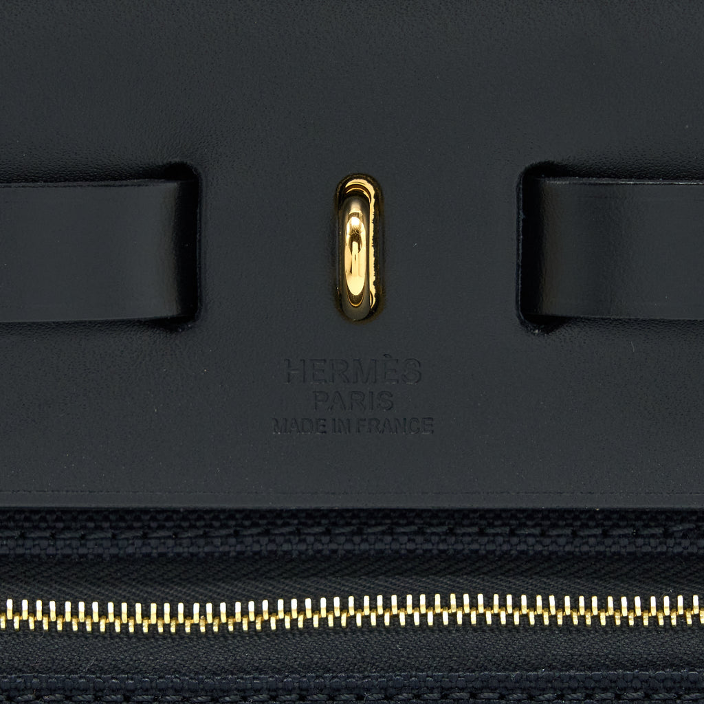 HERMES HERBAG ZIP 31 BAG CANVAS/HUNTER BLACK GHW
