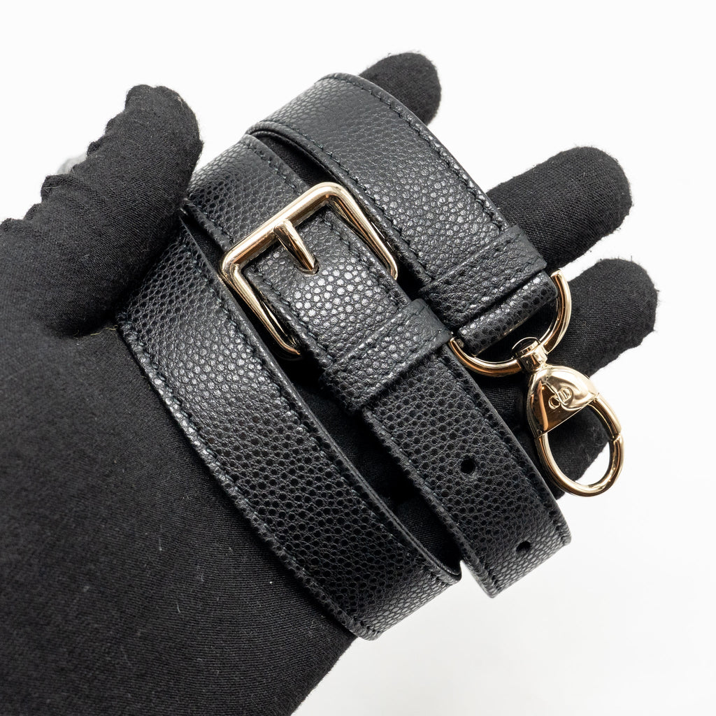 DIOR SMALL LADY DIOR BAG GRAINED CANNAGE CALFSKIN BLACK LGHW