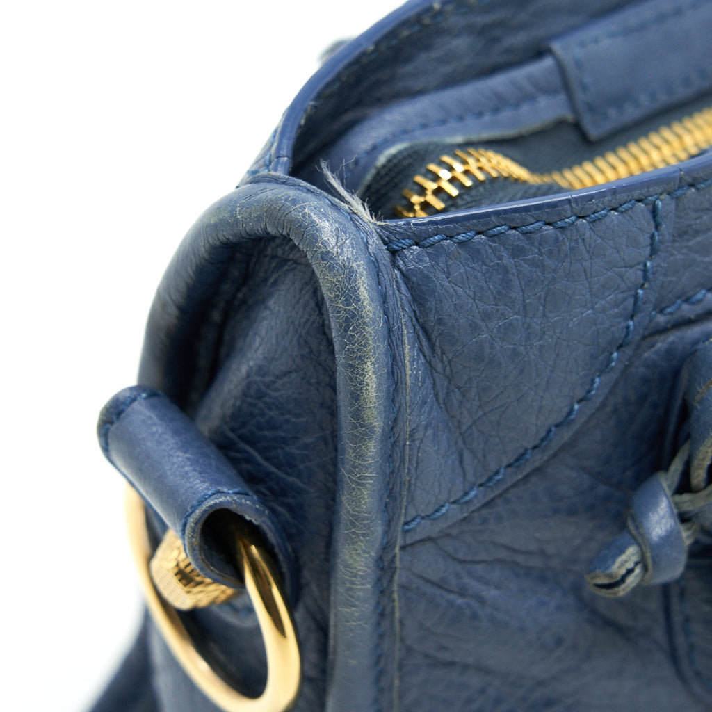 BALENCIAGA MINI CITY CROSSBODY BAG BLUE GHW