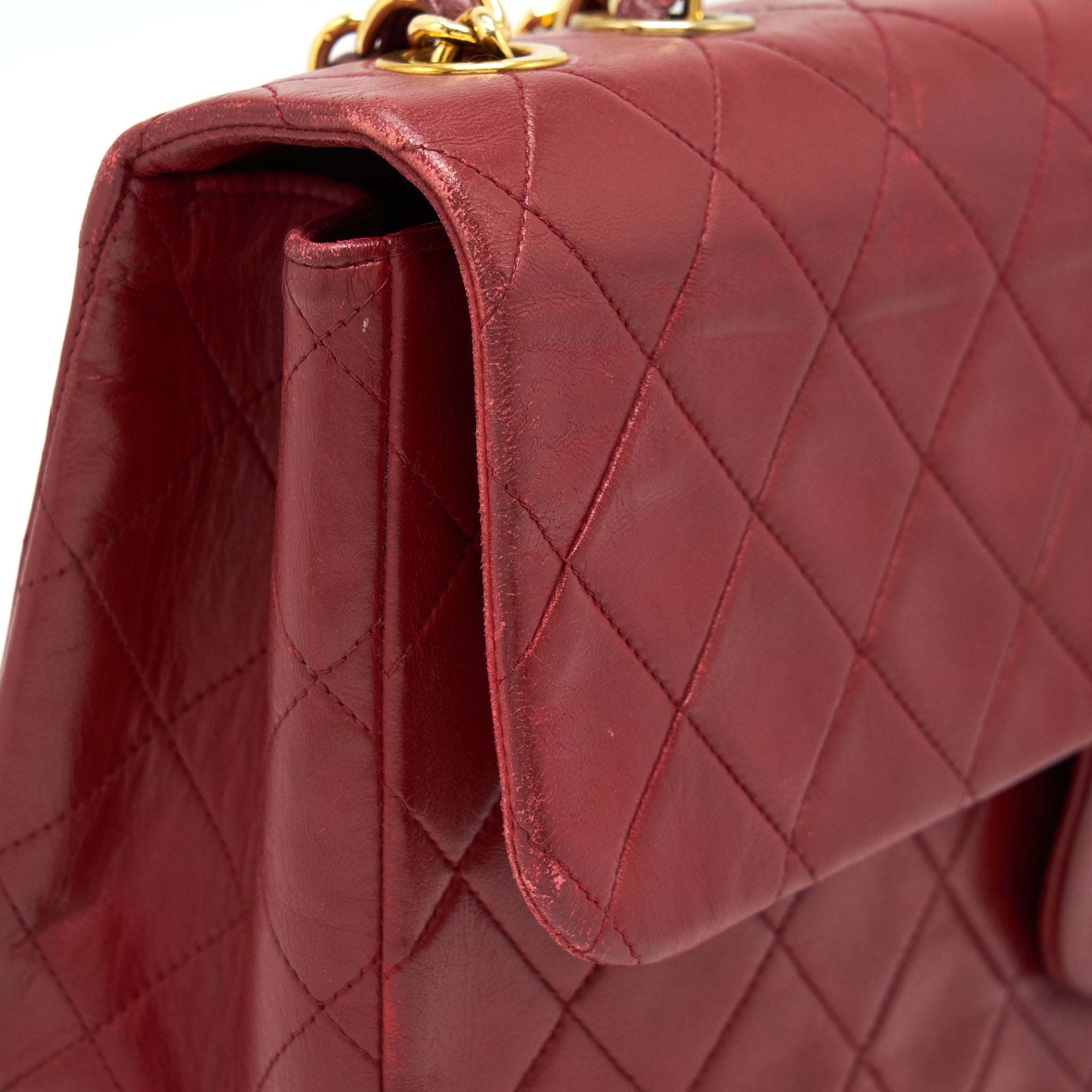 CHANEL VINTAGE MAXI FLAP BAG LAMBSKIN RED GHW