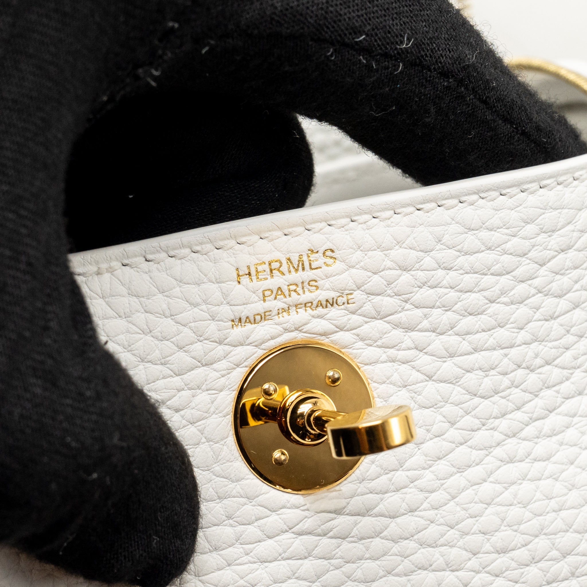 HERMES MINI LINDY CLEMENCE NEW WHITE GHW