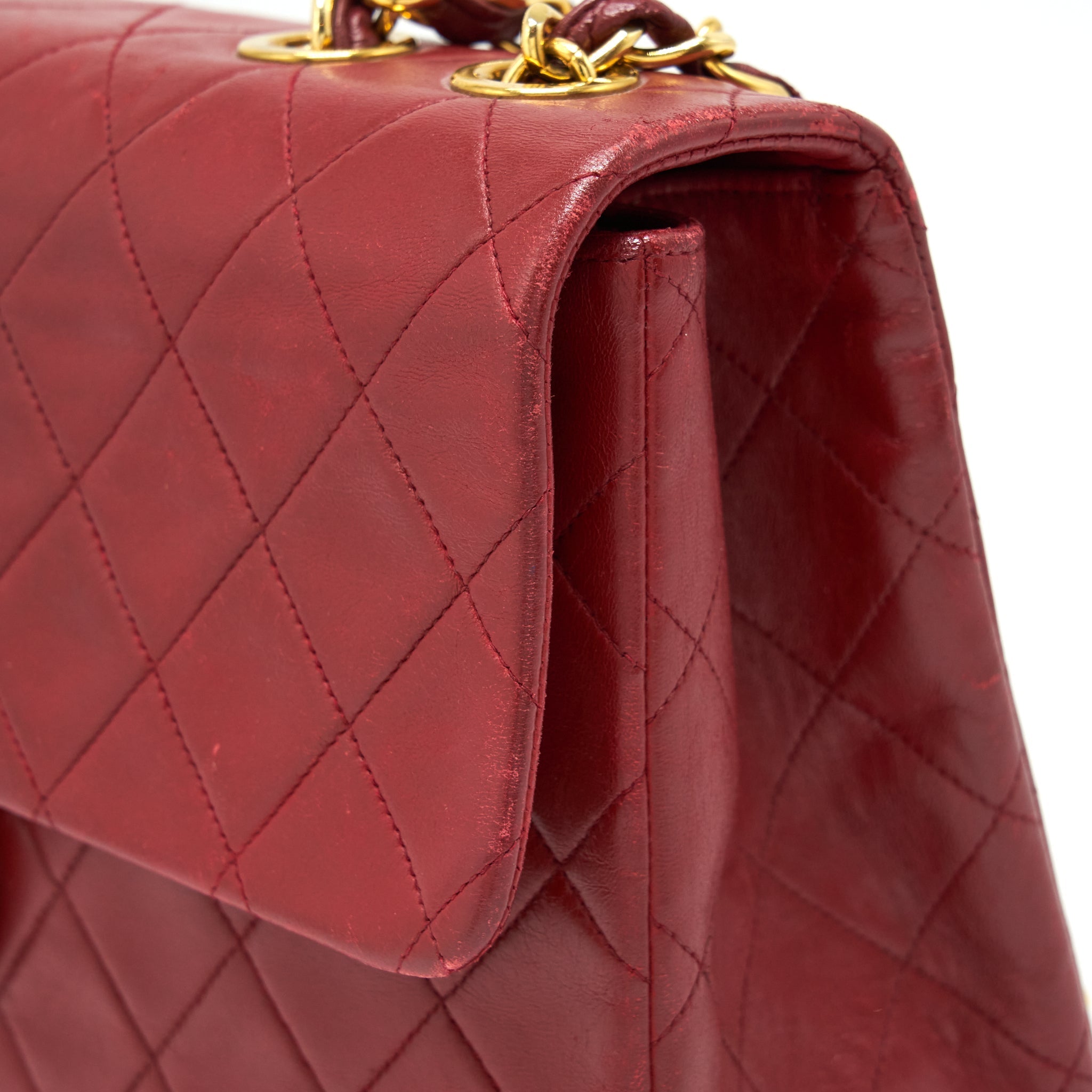CHANEL VINTAGE MAXI FLAP BAG LAMBSKIN RED GHW