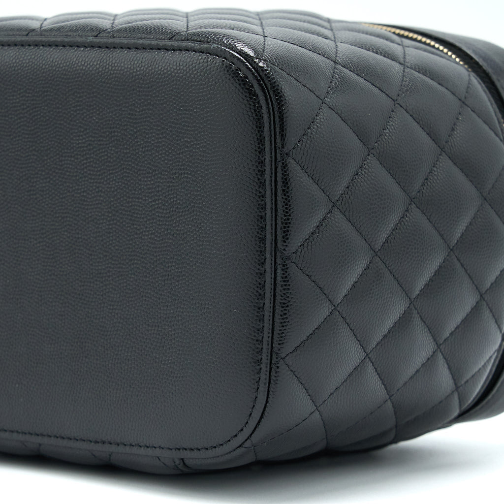 CHANEL TOP HANDLE VANITY CASE CAVIAR BLACK LGHW