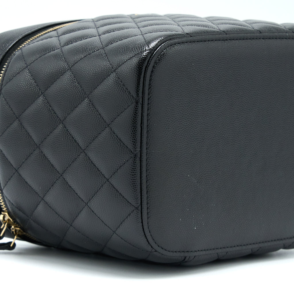CHANEL TOP HANDLE VANITY CASE CAVIAR BLACK LGHW