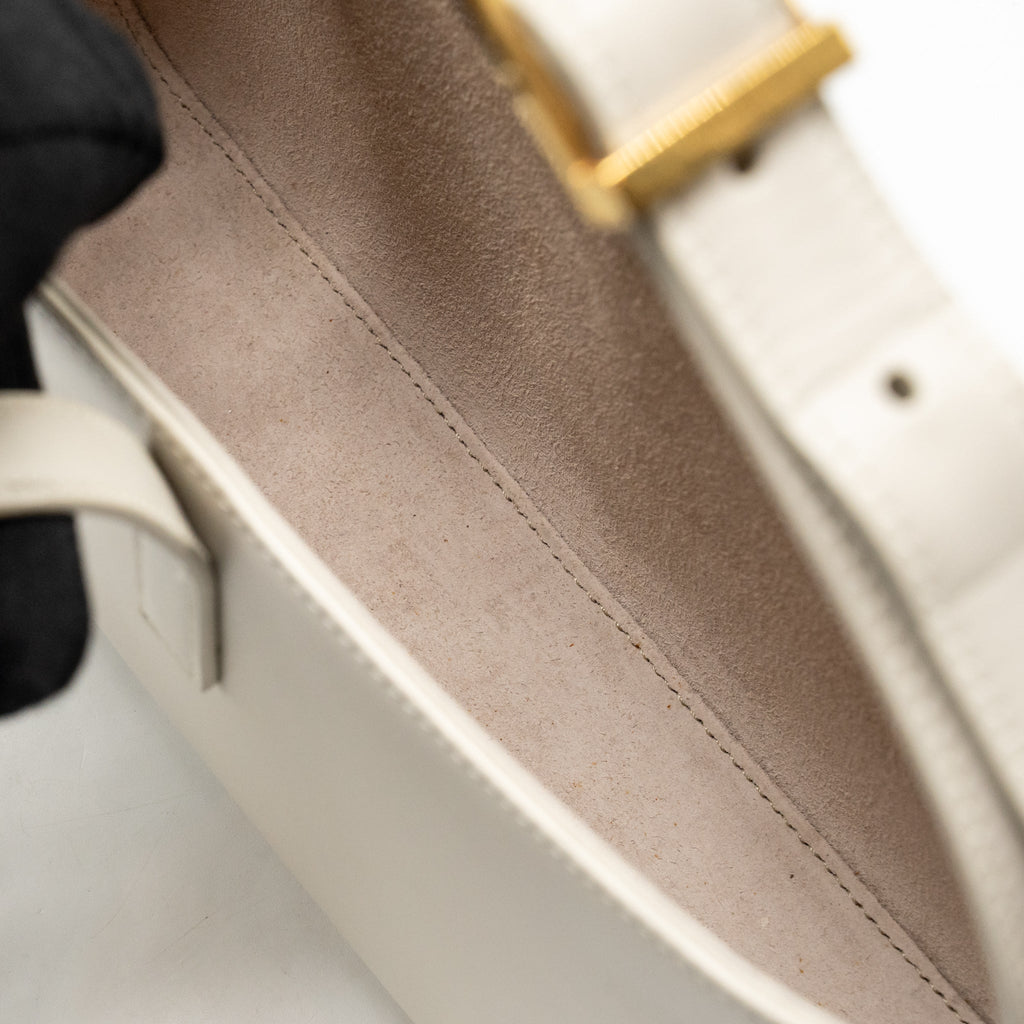 SAINT LAURENT LE 5 A 7 HOBO CALFSKIN BLANC VINTAGE GHW