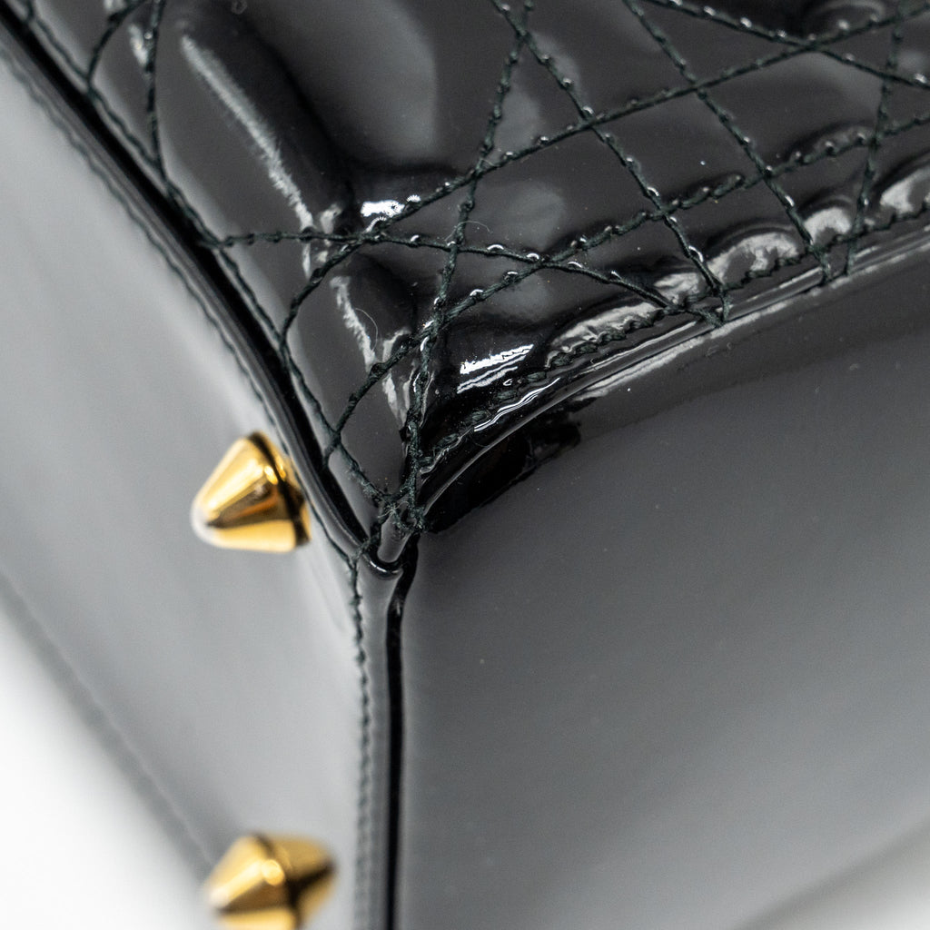 DIOR MEDIUM LADY DIOR PATENT BLACK GHW