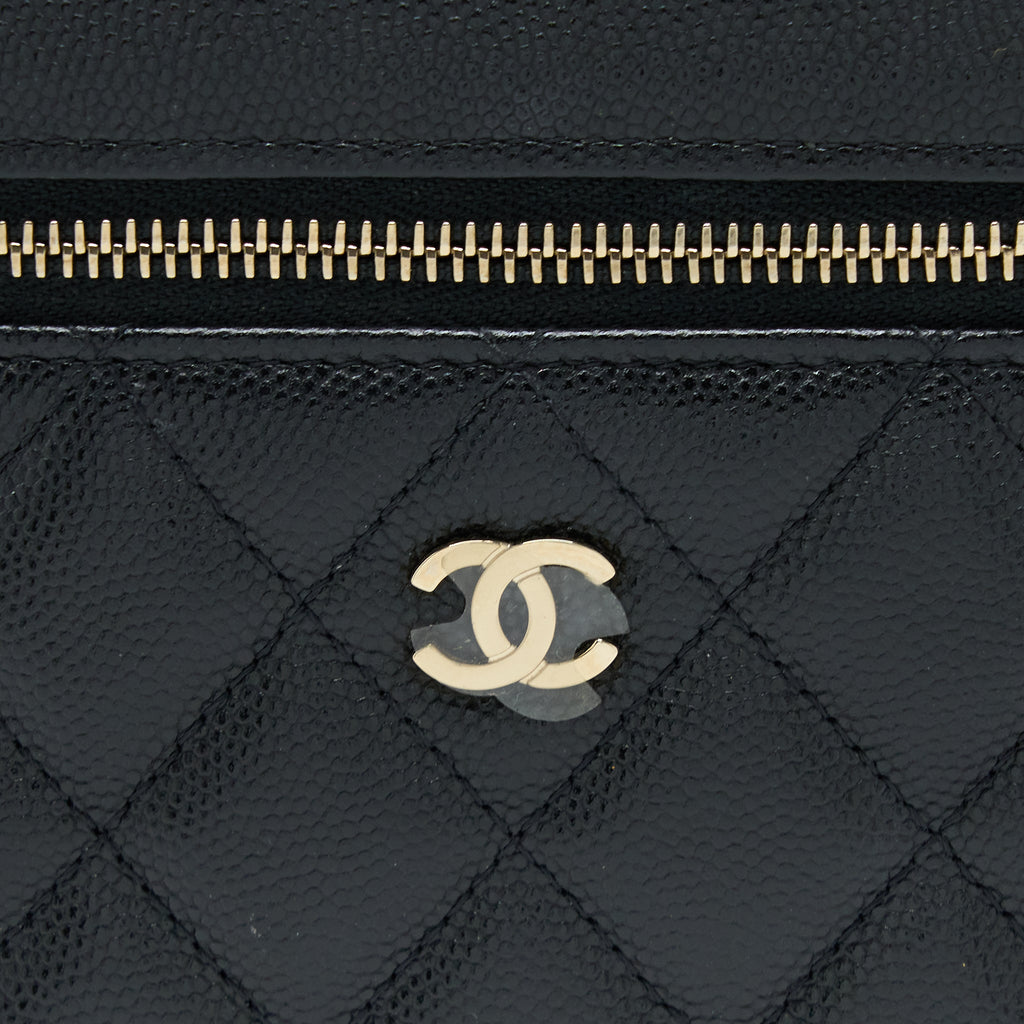 CHANEL TOP HANDLE VANITY CASE CAVIAR BLACK LGHW
