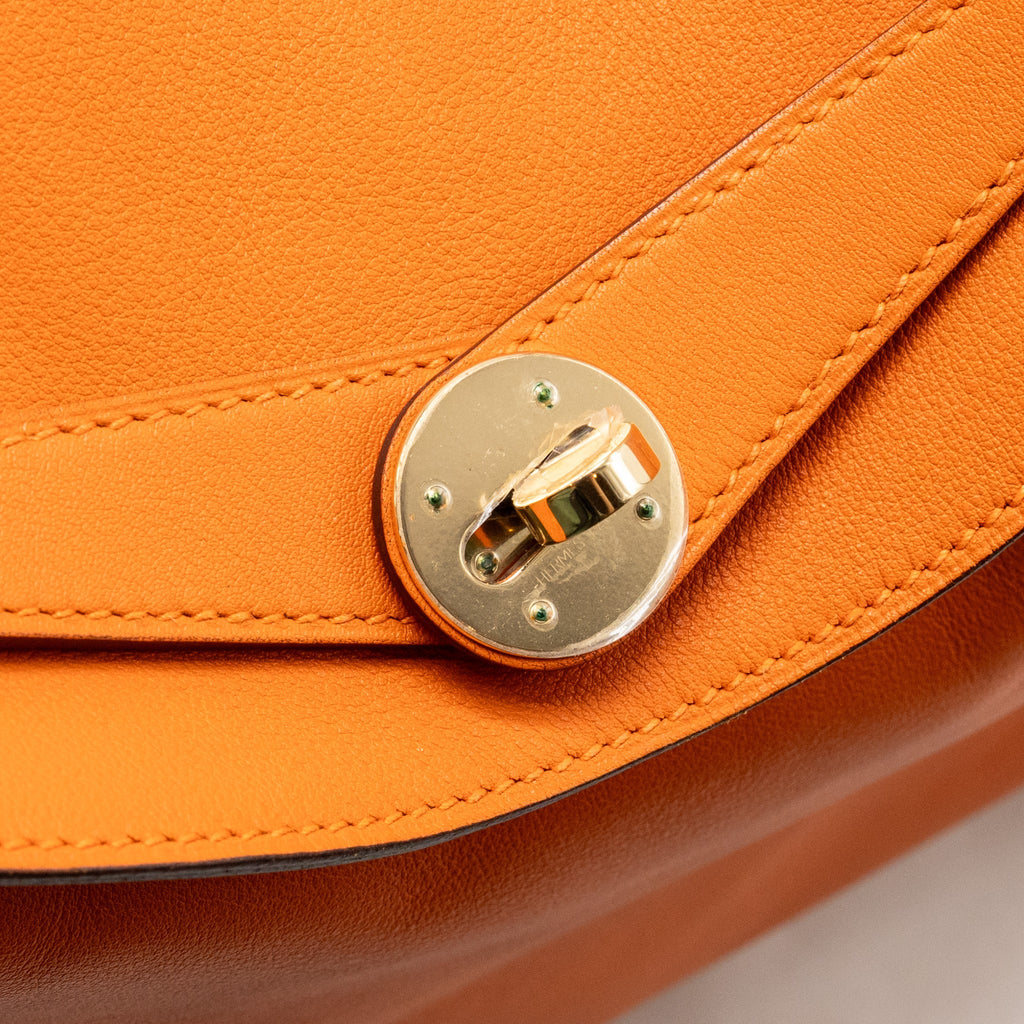 HERMES LINDY 30 SWIFT LEATHER ORANGE / RED LGHW