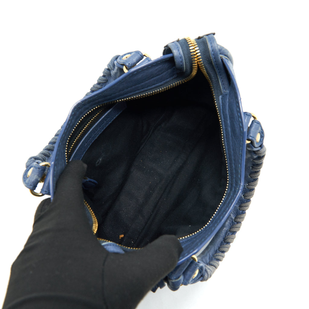 BALENCIAGA MINI CITY CROSSBODY BAG BLUE GHW