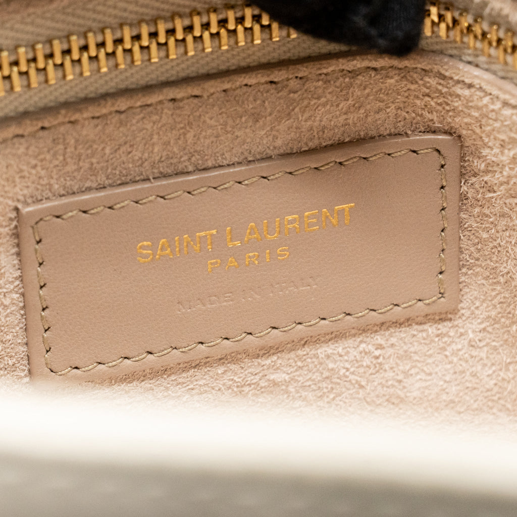 SAINT LAURENT LE 5 A 7 HOBO CALFSKIN BLANC VINTAGE GHW