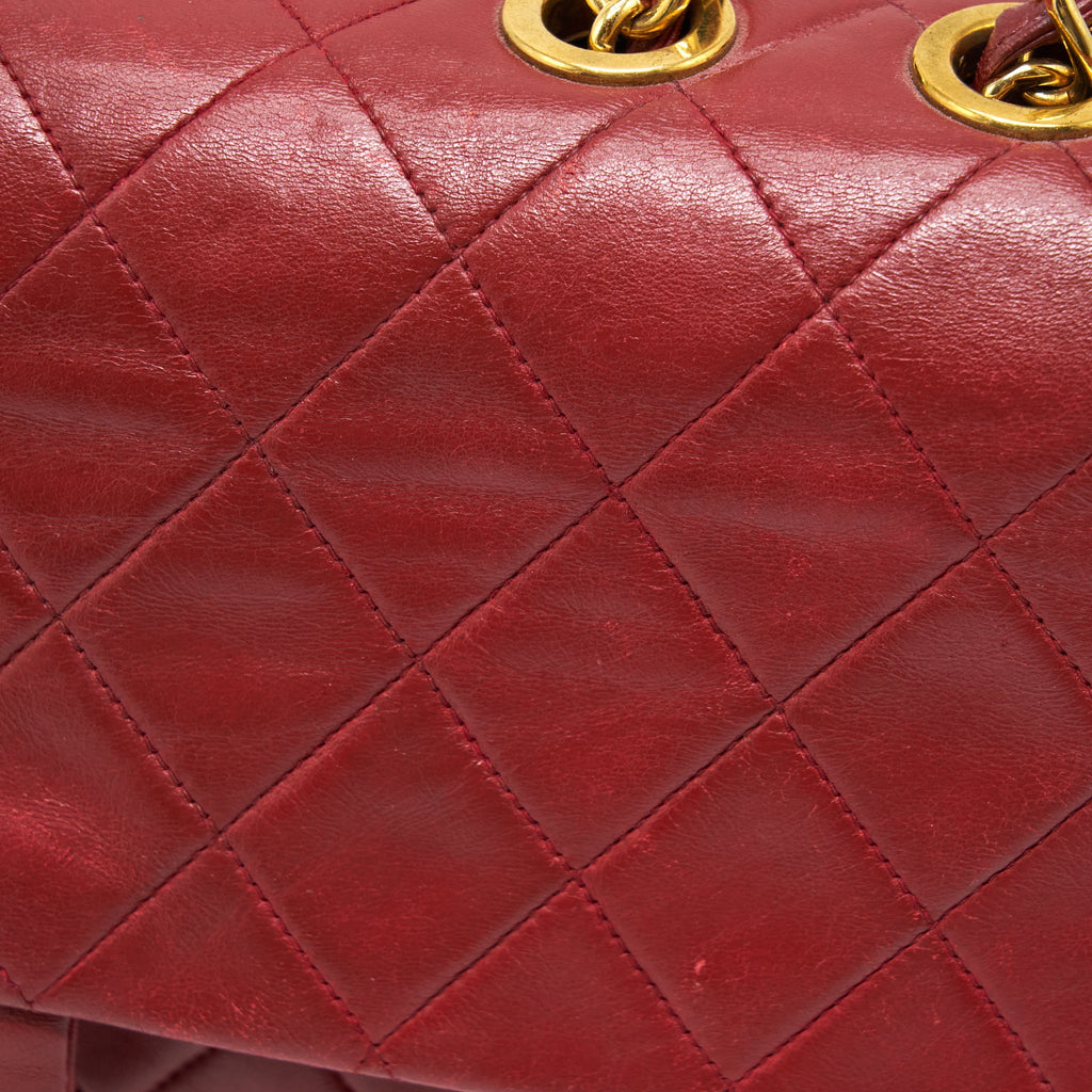 CHANEL VINTAGE MAXI FLAP BAG LAMBSKIN RED GHW