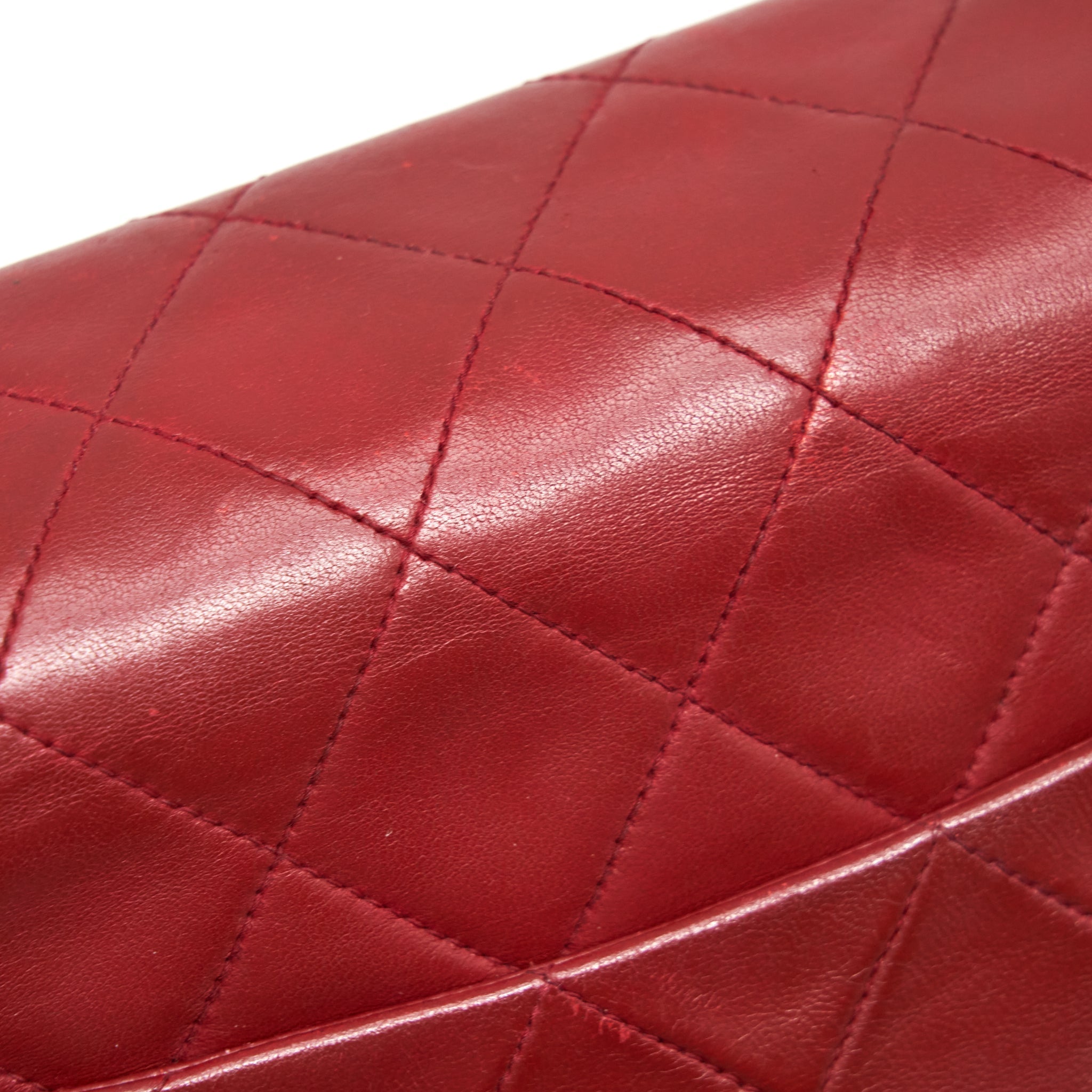 CHANEL VINTAGE MAXI FLAP BAG LAMBSKIN RED GHW