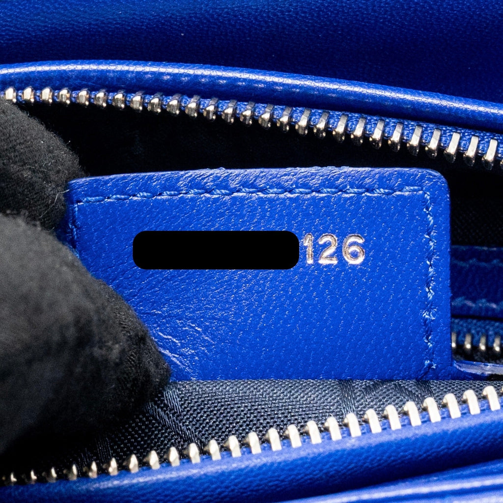 DIOR MEDIUM LADY DIOR LAMBSKIN BLUE SHW