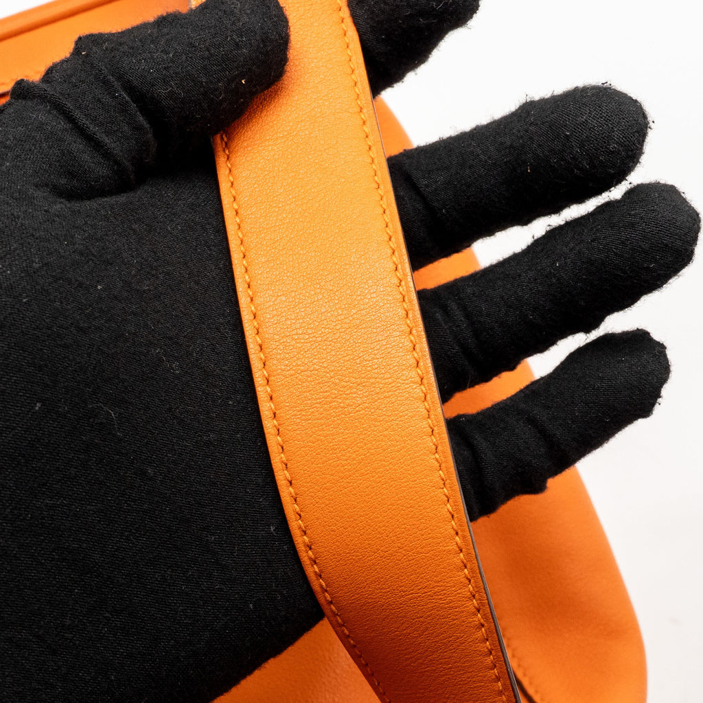 HERMES LINDY 30 SWIFT LEATHER ORANGE / RED LGHW