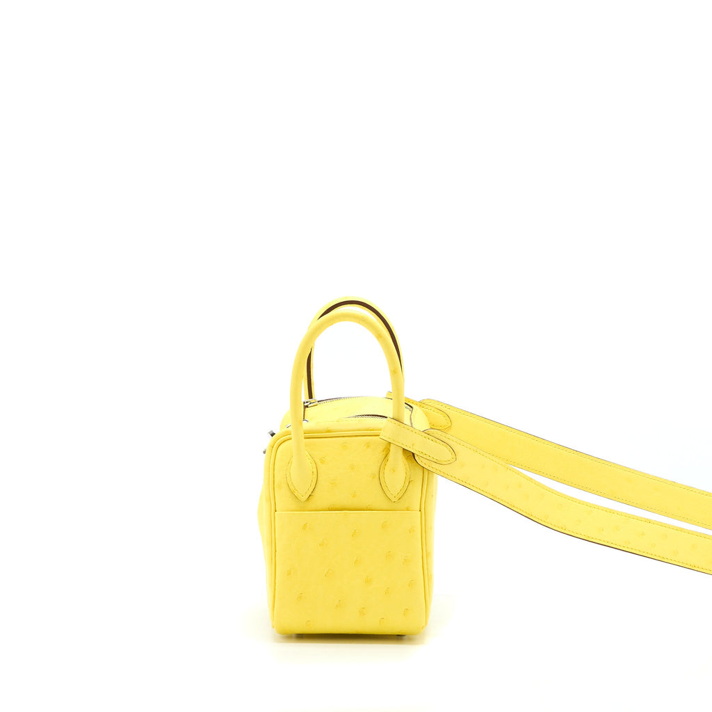 HERMES MINI LINDY OSTRICH JAUNE CITRON SHW