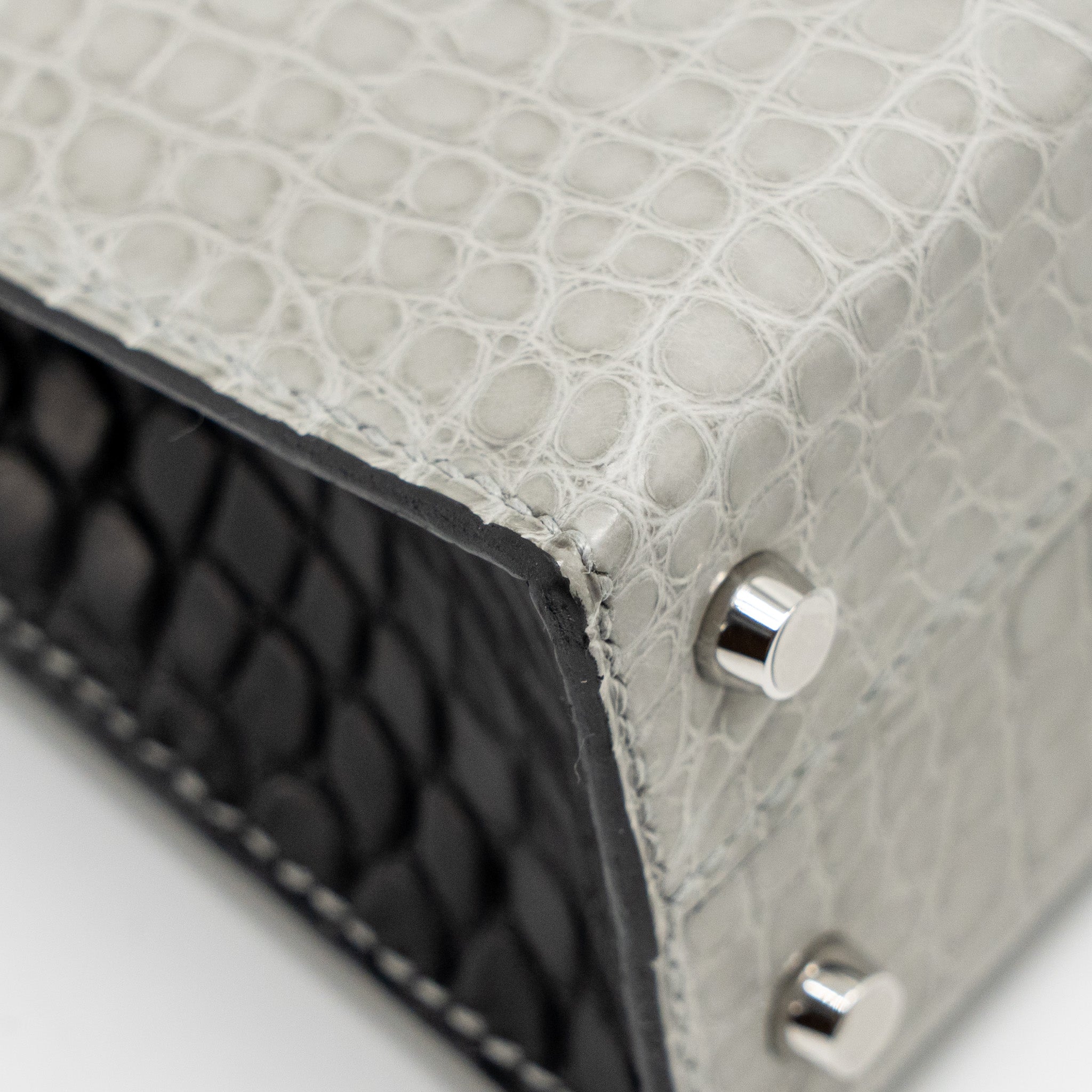 HERMES MINI KELLY II ALLIGATOR MISSISSIPPIENSIS MATT GRIS PERLE / BLACK SHW