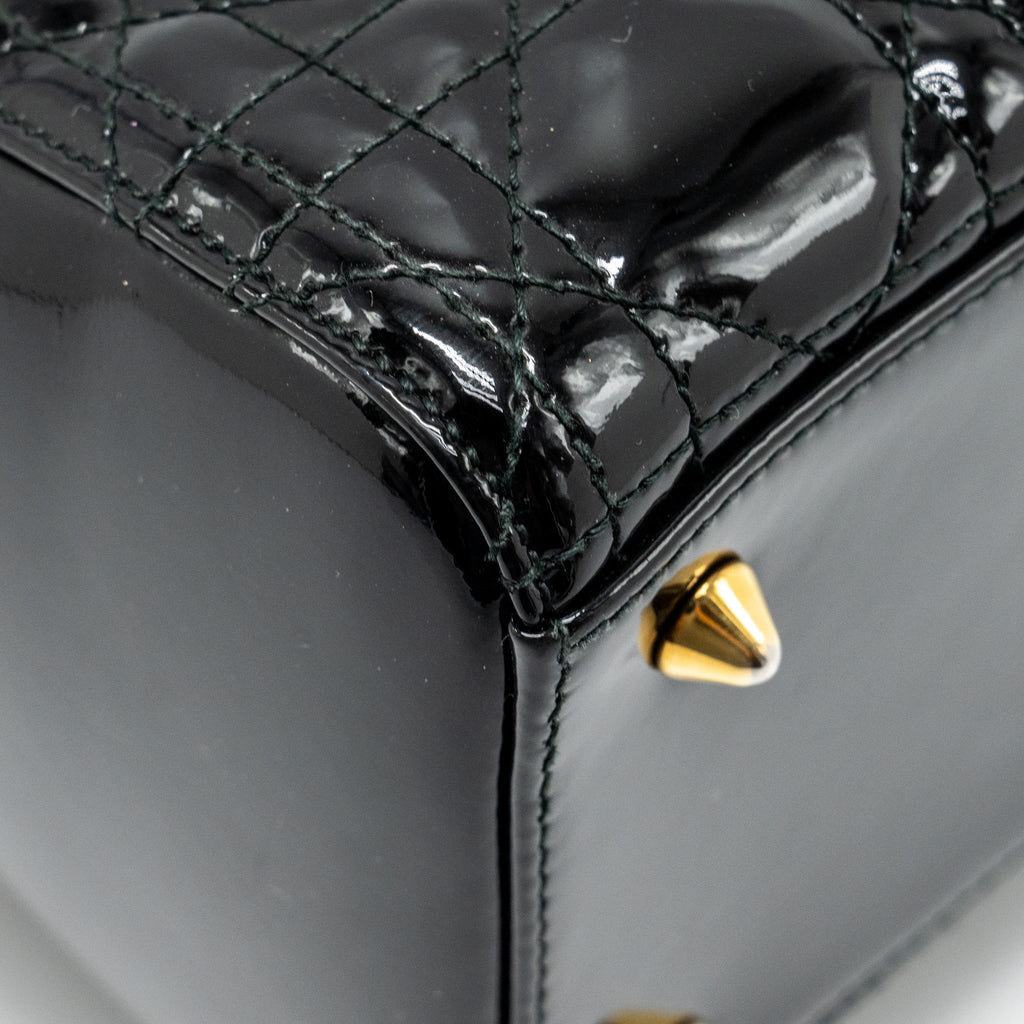 DIOR MEDIUM LADY DIOR PATENT BLACK GHW