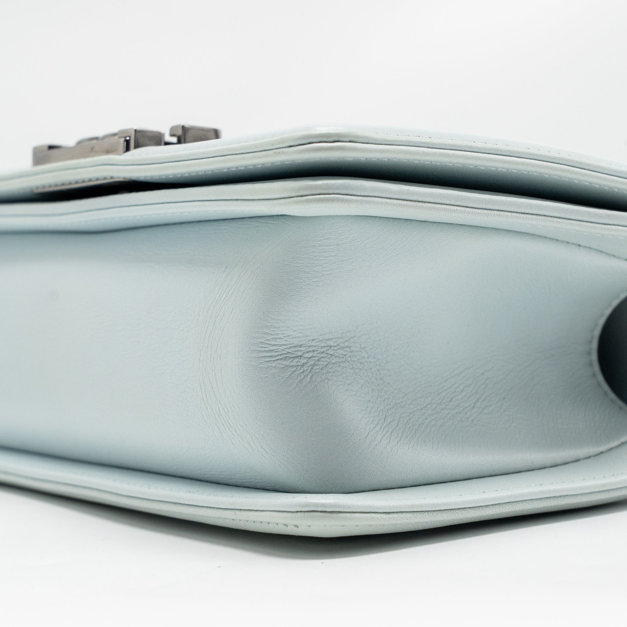 CHANEL SMALL BOY BAG CALFSKIN LIGHT BLUE SHW (MICROCHIP)