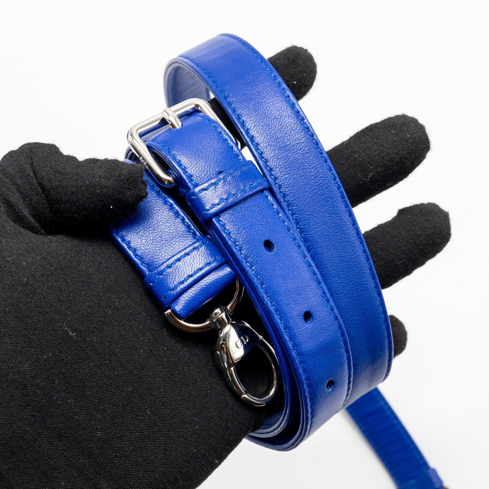DIOR MEDIUM LADY DIOR LAMBSKIN BLUE SHW