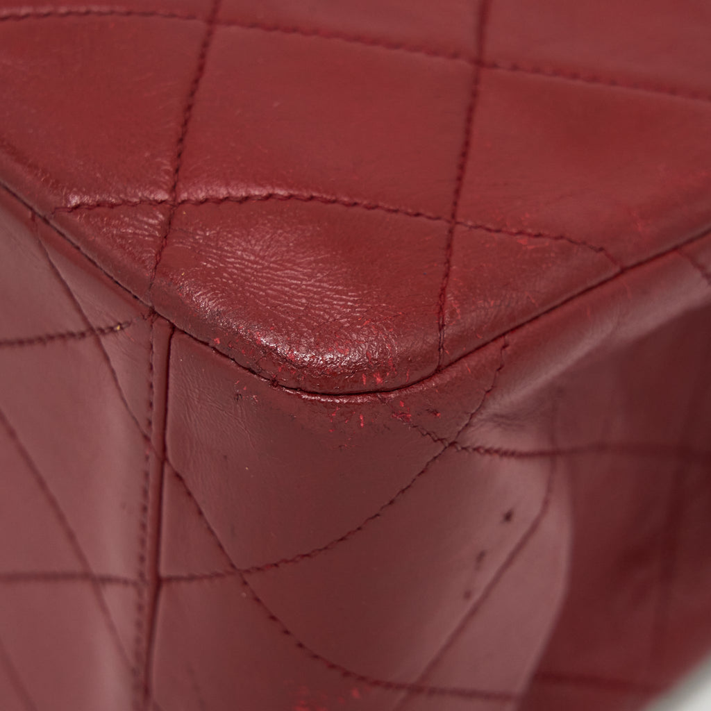 CHANEL VINTAGE MAXI FLAP BAG LAMBSKIN RED GHW