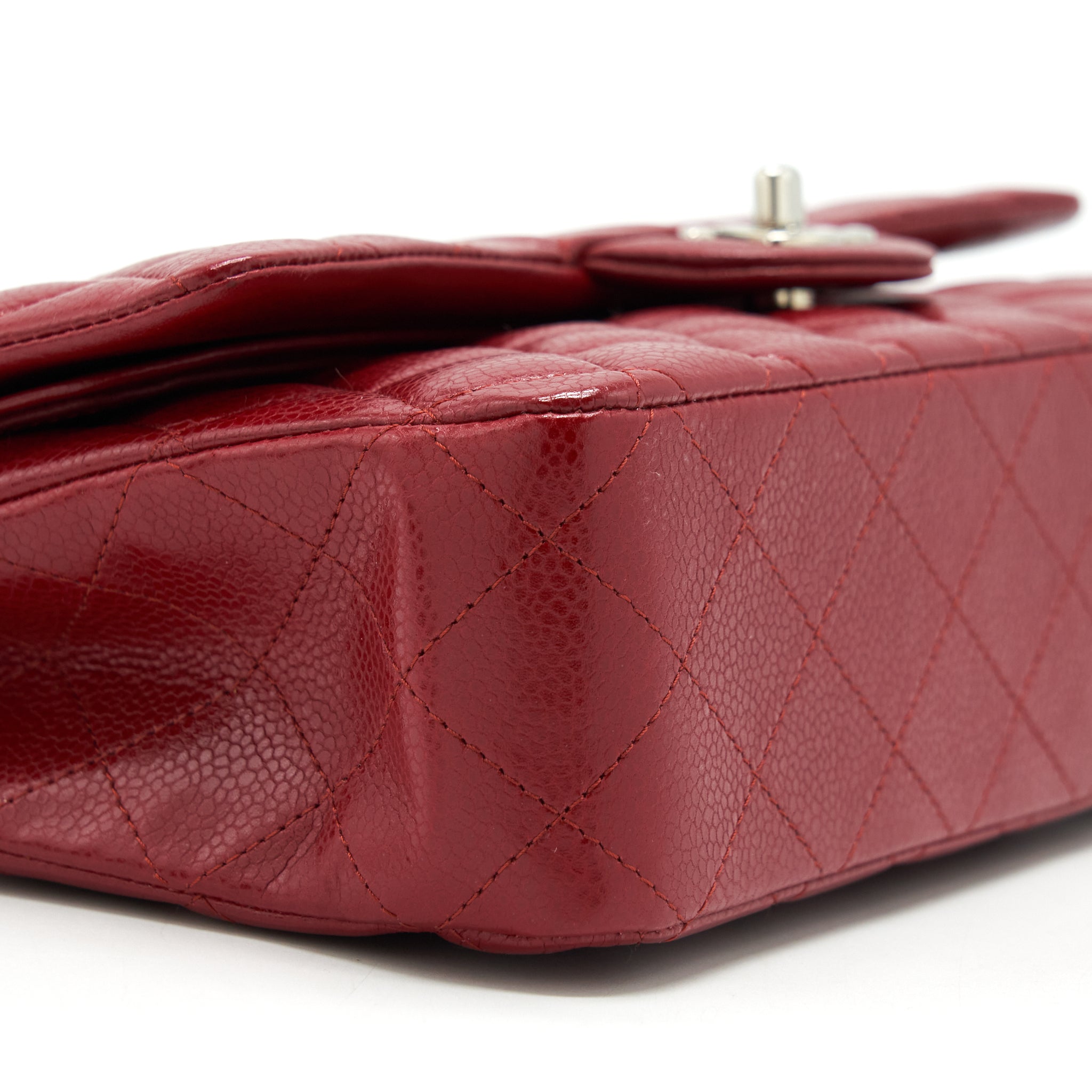 CHANEL MEDIUM CLASSIC DOUBLE FLAP BAG CAVIAR RED SHW