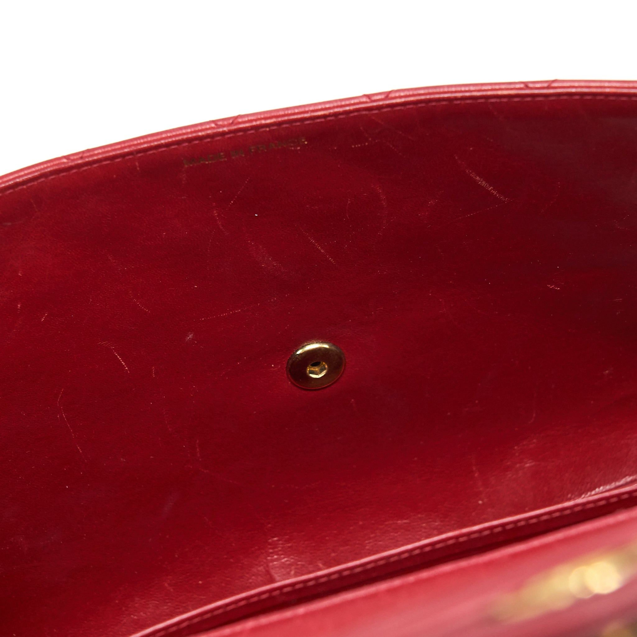 CHANEL VINTAGE MAXI FLAP BAG LAMBSKIN RED GHW