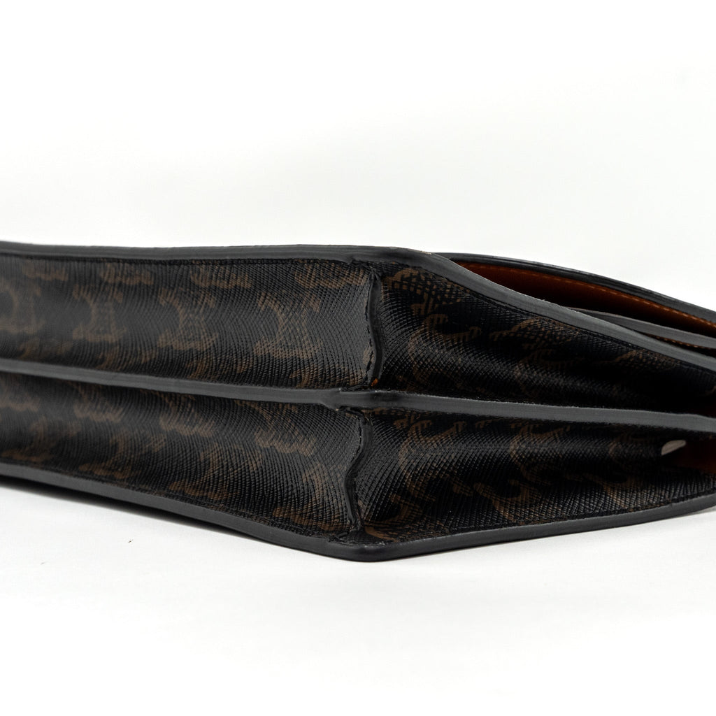 CELINE WALLET ON STRAP TRIOMPHE CANVAS / LAMBSKIN TAN GHW